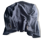 Vintage men navy blue regular fit cotton linen blazer in M|L29 W18|SKU 5701