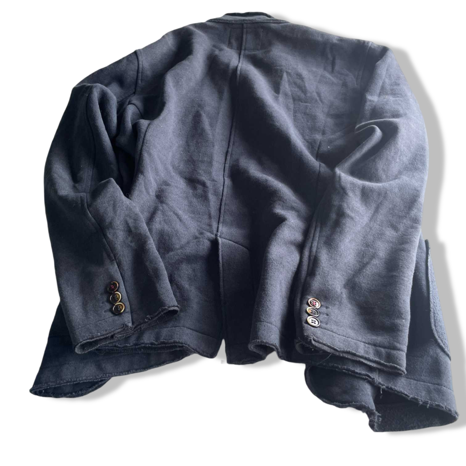 Vintage men navy blue regular fit cotton linen blazer in M|L29 W18|SKU 5701