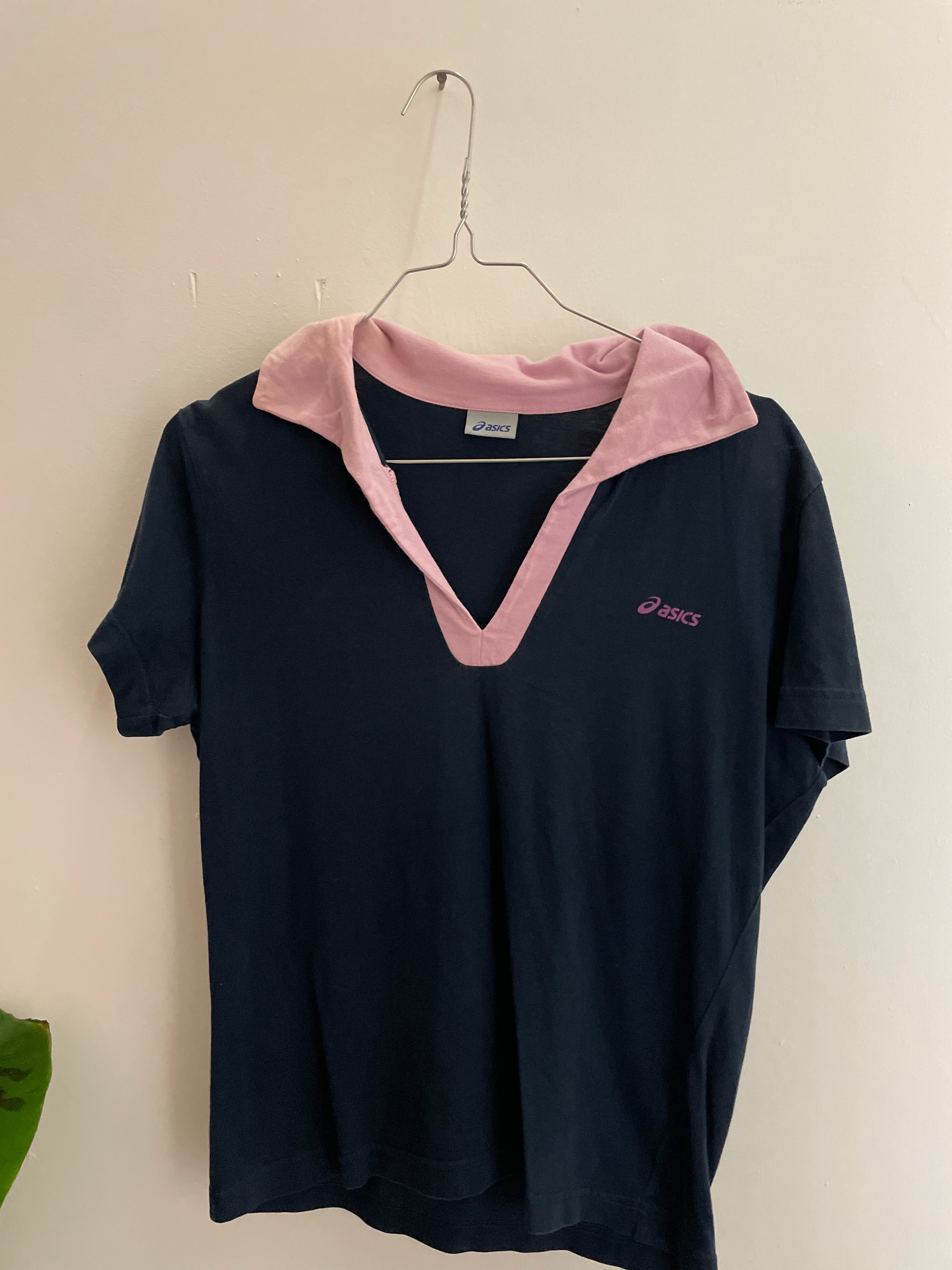 Vintage blue asics polo shirt size M