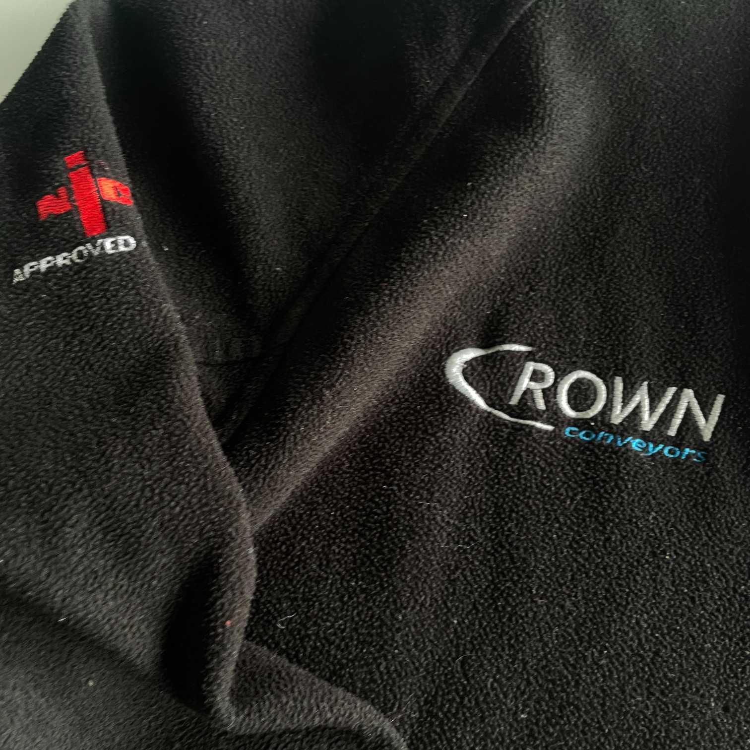 Vintage men black Crown Conveyor fleece full zip high neck cardigan in L|L31W21|SKU 5704