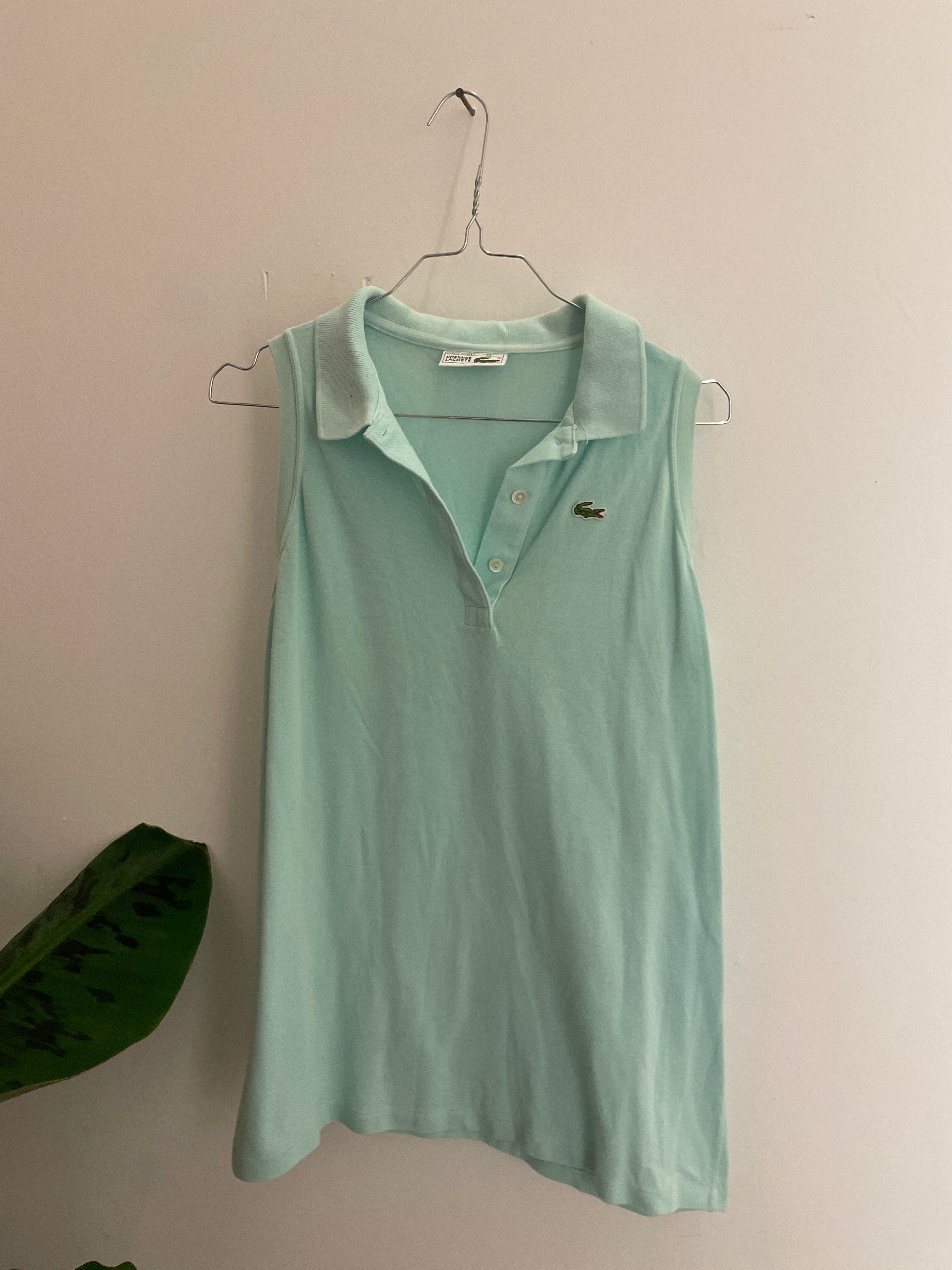 Vintage lacoste chemise turqoise blue polo shirt size L for girls