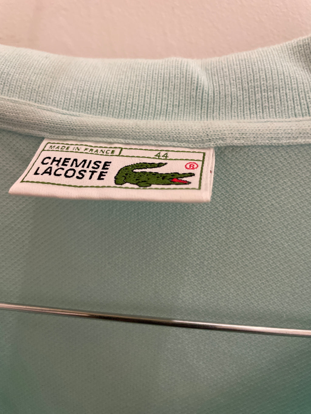 Vintage lacoste chemise turqoise blue polo shirt size L for girls