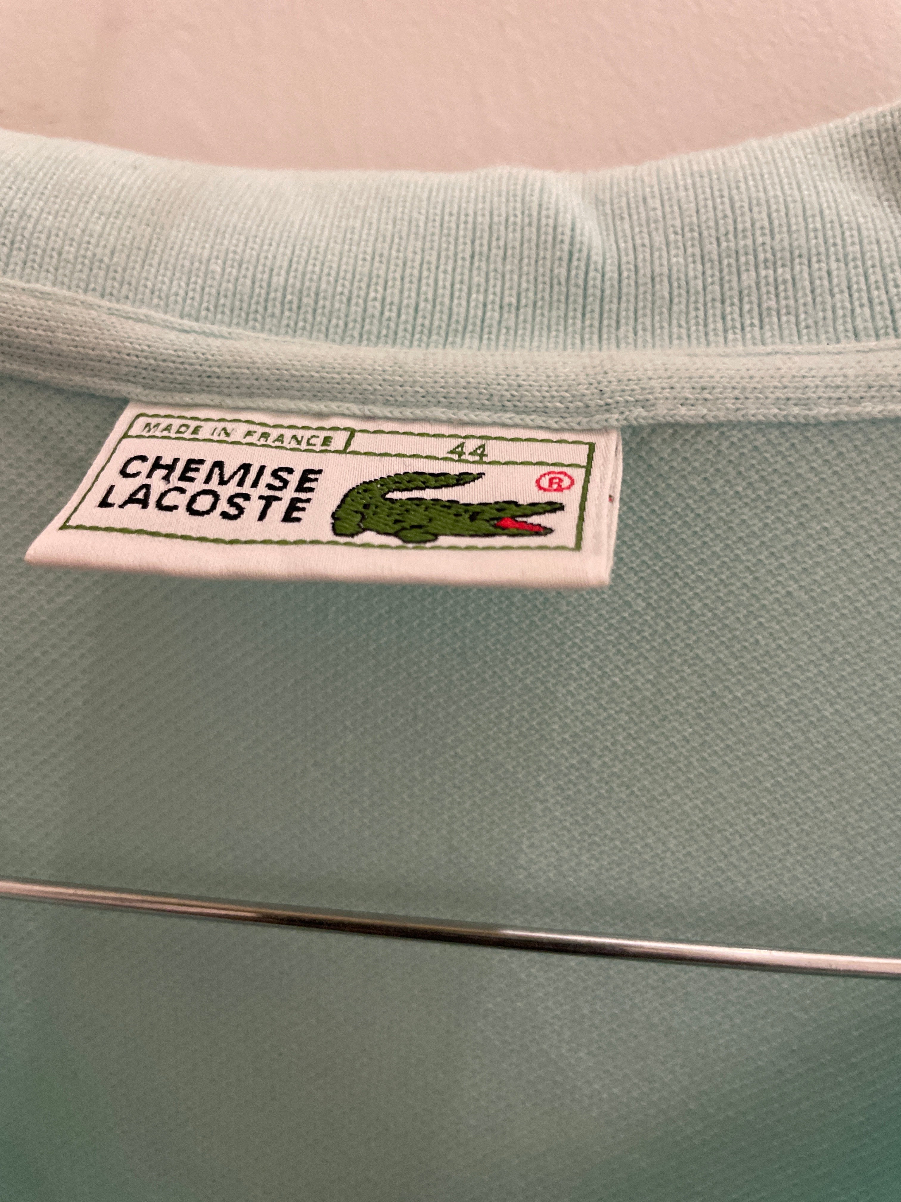 Vintage lacoste chemise turqoise blue polo shirt size L for girls