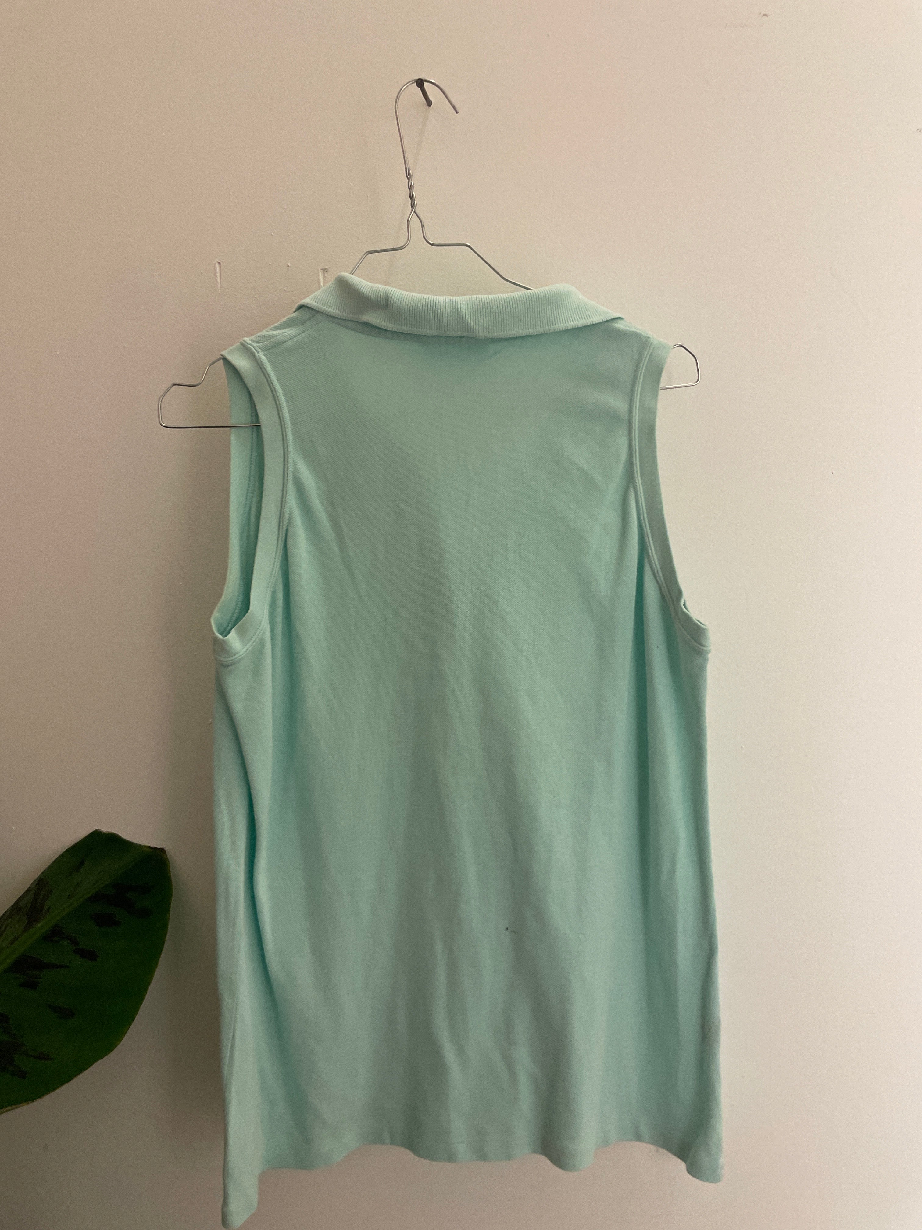 Vintage lacoste chemise turqoise blue polo shirt size L for girls