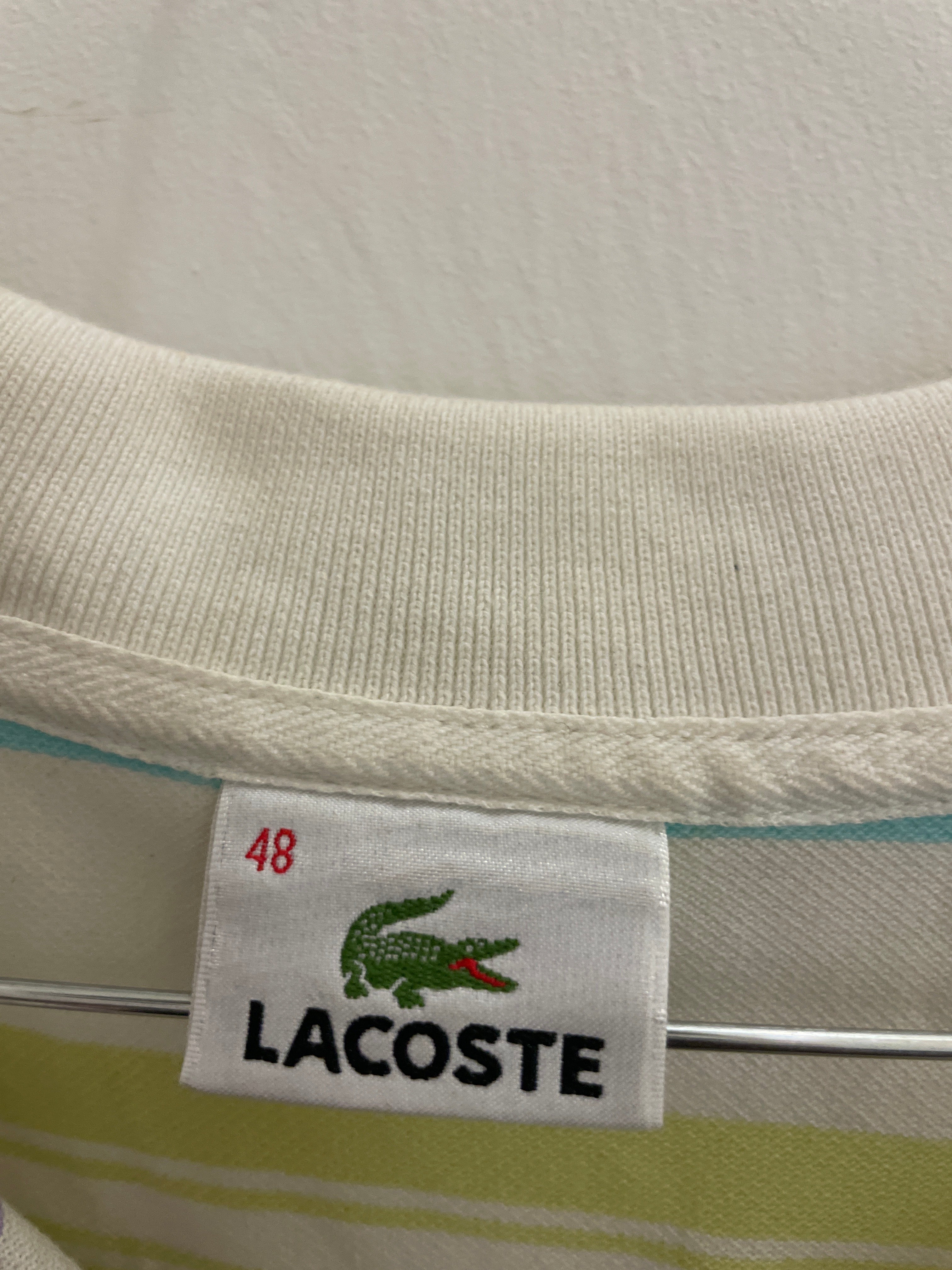 Vintage lacoste multi stripped sleeveless women polo shirt size M