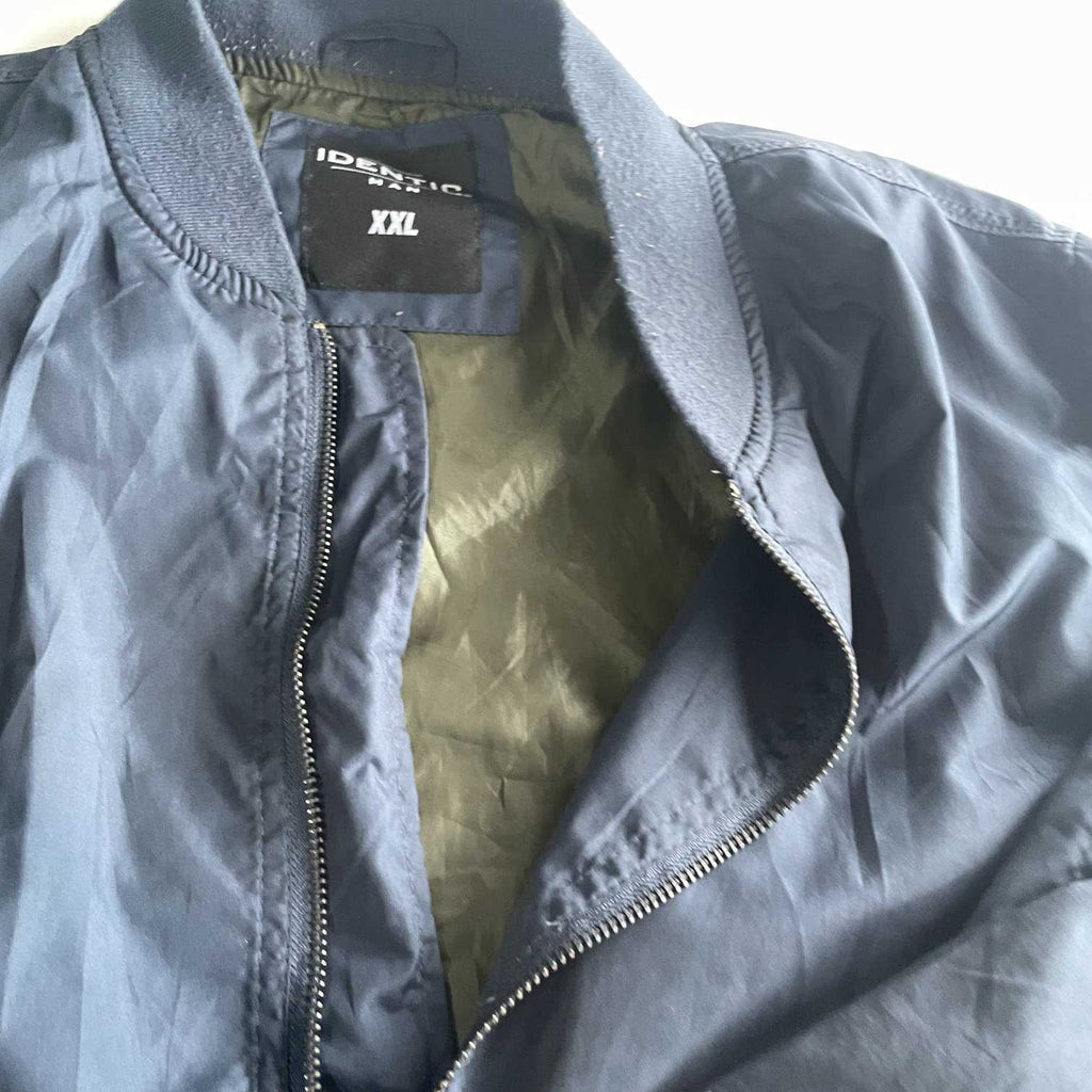 Vintage men Identic navy blue full zip bomber jacket in XXL| SKU 5719