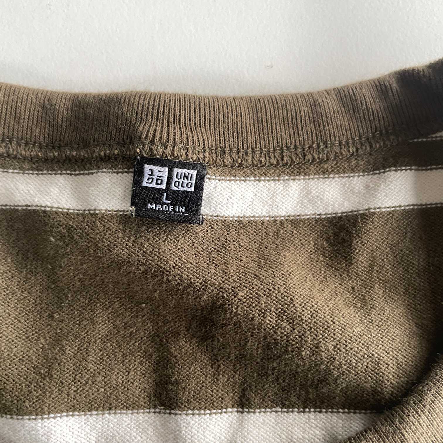 Vintage men brown multi stripe Uniqlo sweatshirt in L|L28 W22|SKU 5722