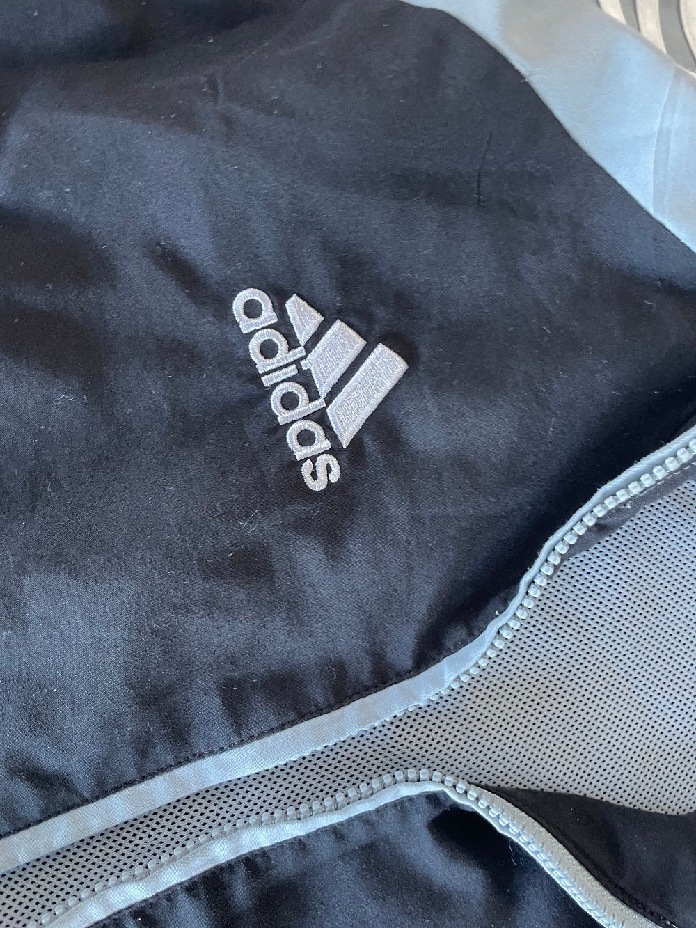 Vintage Adidas SV Fortuna Hernes Grey & Black colorblock full zip tracket in M| SKU 4385