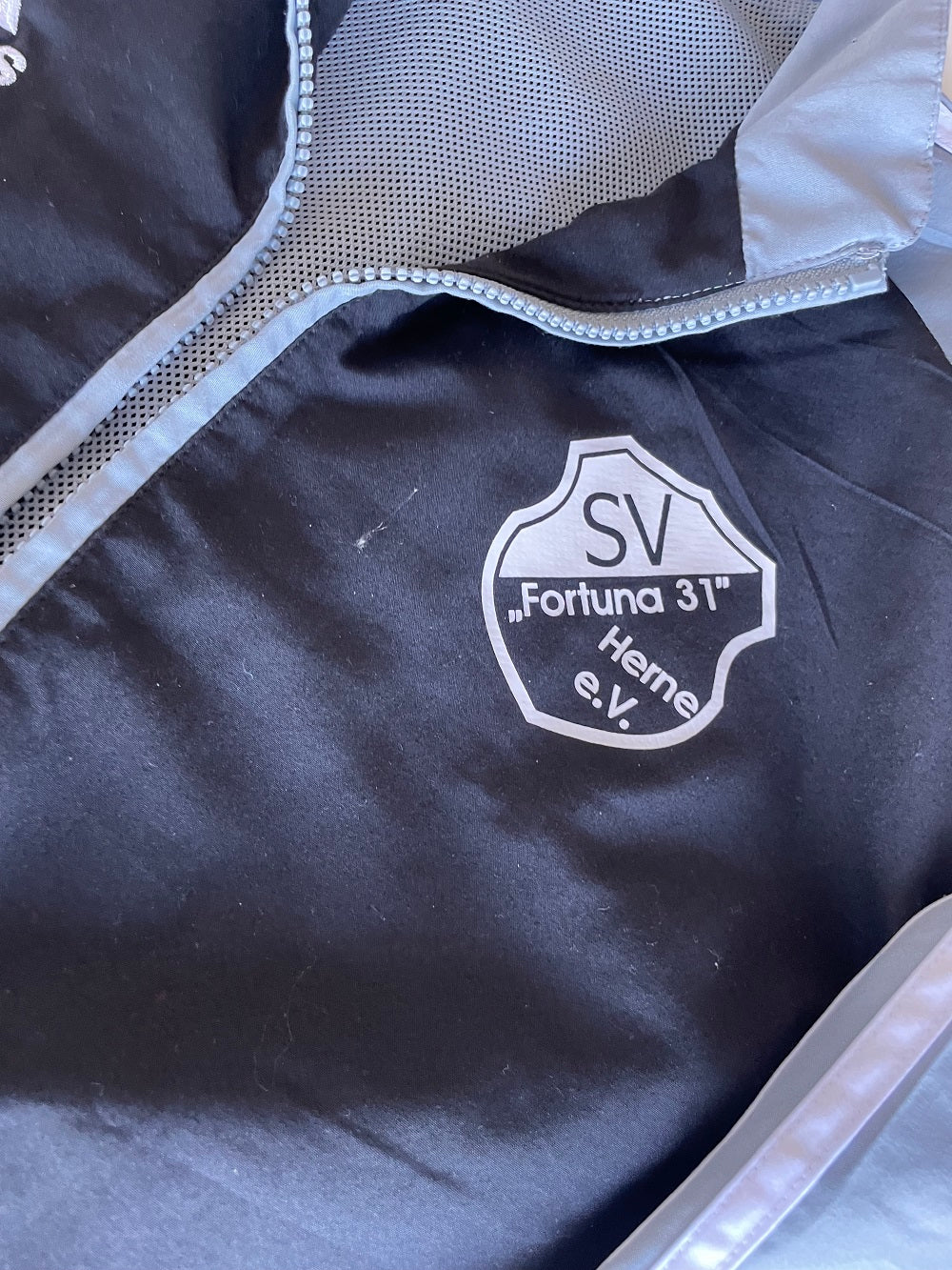 Vintage Adidas SV Fortuna Hernes Grey & Black colorblock full zip tracket in M| SKU 4385