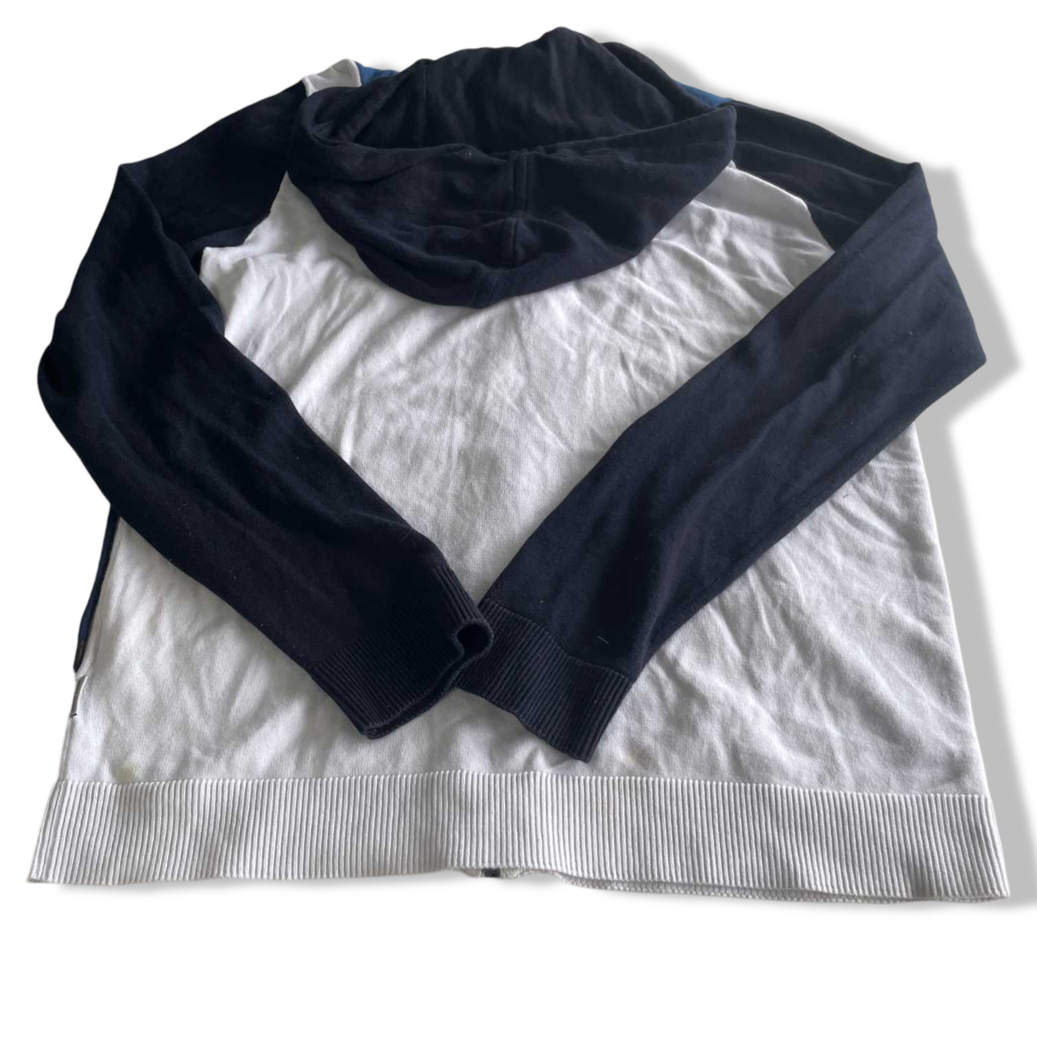Vintage women Jack & jones core white & blue colorblock hoodie in M|L27W19|SKU 5726