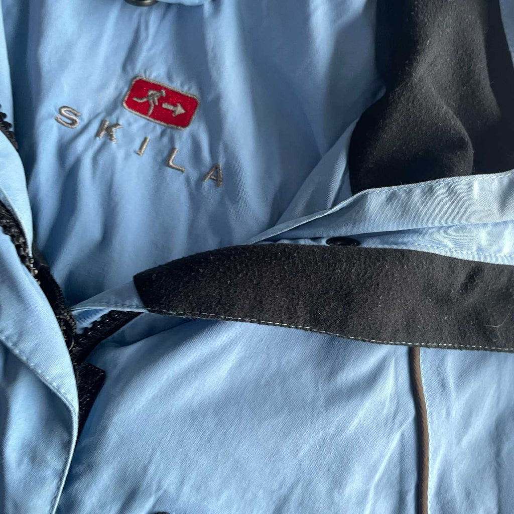 Vintage unisex Skila blue hooded waterproof  rain coat in XL|L32 W21|SKU 5727