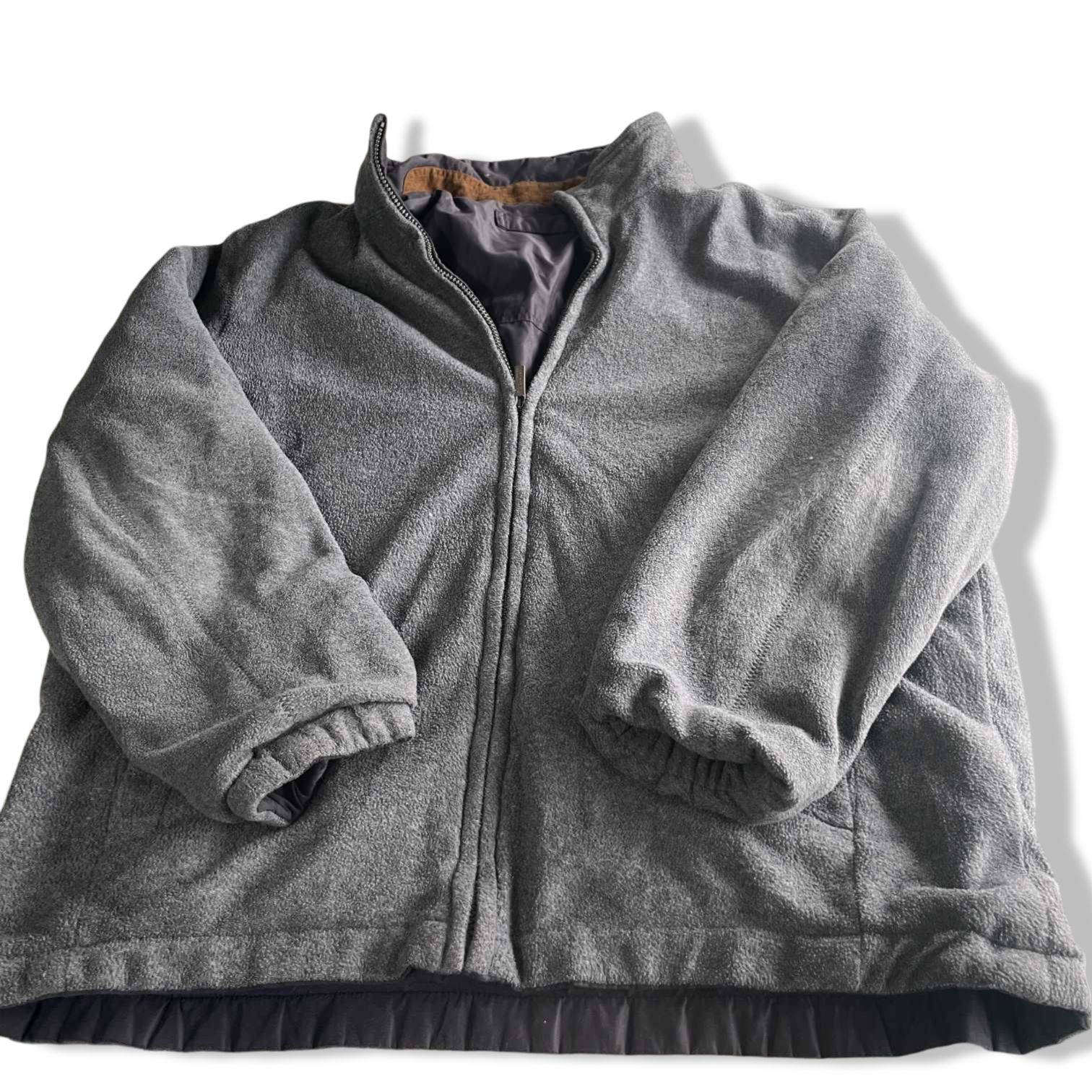 Vintage men black & grey reversible fleece full zip jacket in XL|L32 W23|SKU 5728