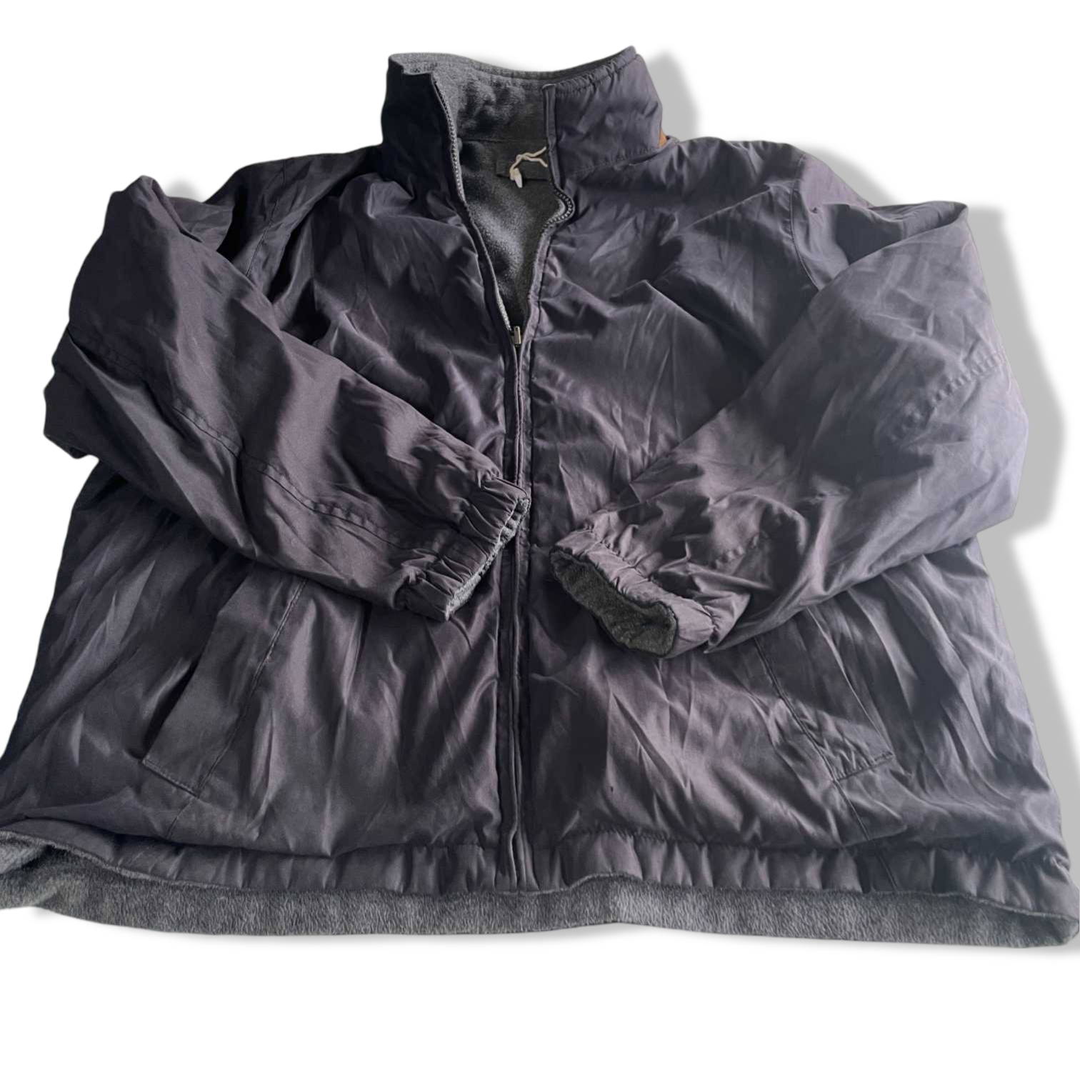 Vintage men black & grey reversible fleece full zip jacket in XL|L32 W23|SKU 5728