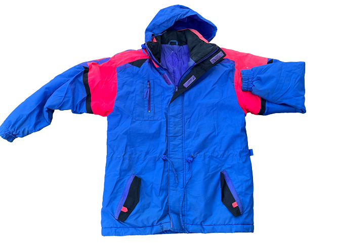 Vintage Target blue colorblock 90's padded waterproof hoodie jacket &nbsp;L/XL|L36W25| SKU 4390