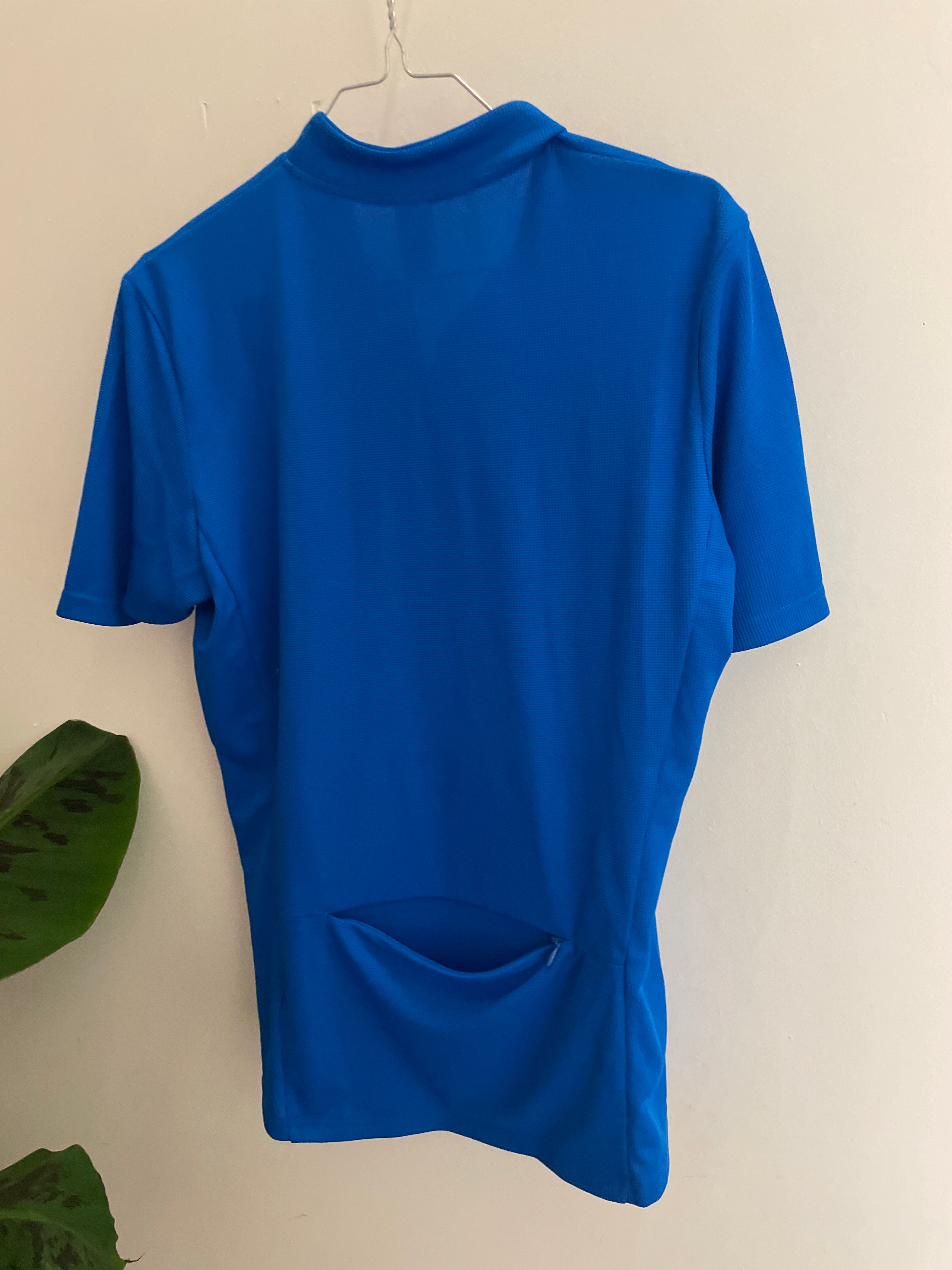 Vintage Men's Blue Cycling Jersey – Quarter Zip Sports T-Shirt (Size M) | SKU 1507
