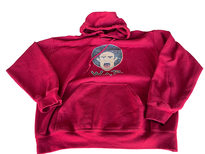 Vintage Gildan Heavy blend War graphics red hoodie in M|L25 W21| SKU 4392