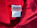 Vintage Gildan Heavy blend War graphics red hoodie in M|L25 W21| SKU 4392