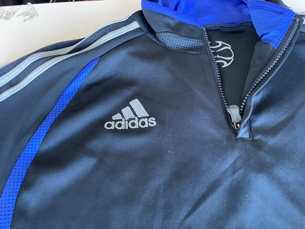 Vintage Adidas Climacool 1/4 zip navy blue sweatshirt in XL|L32 W22|SKU 4393