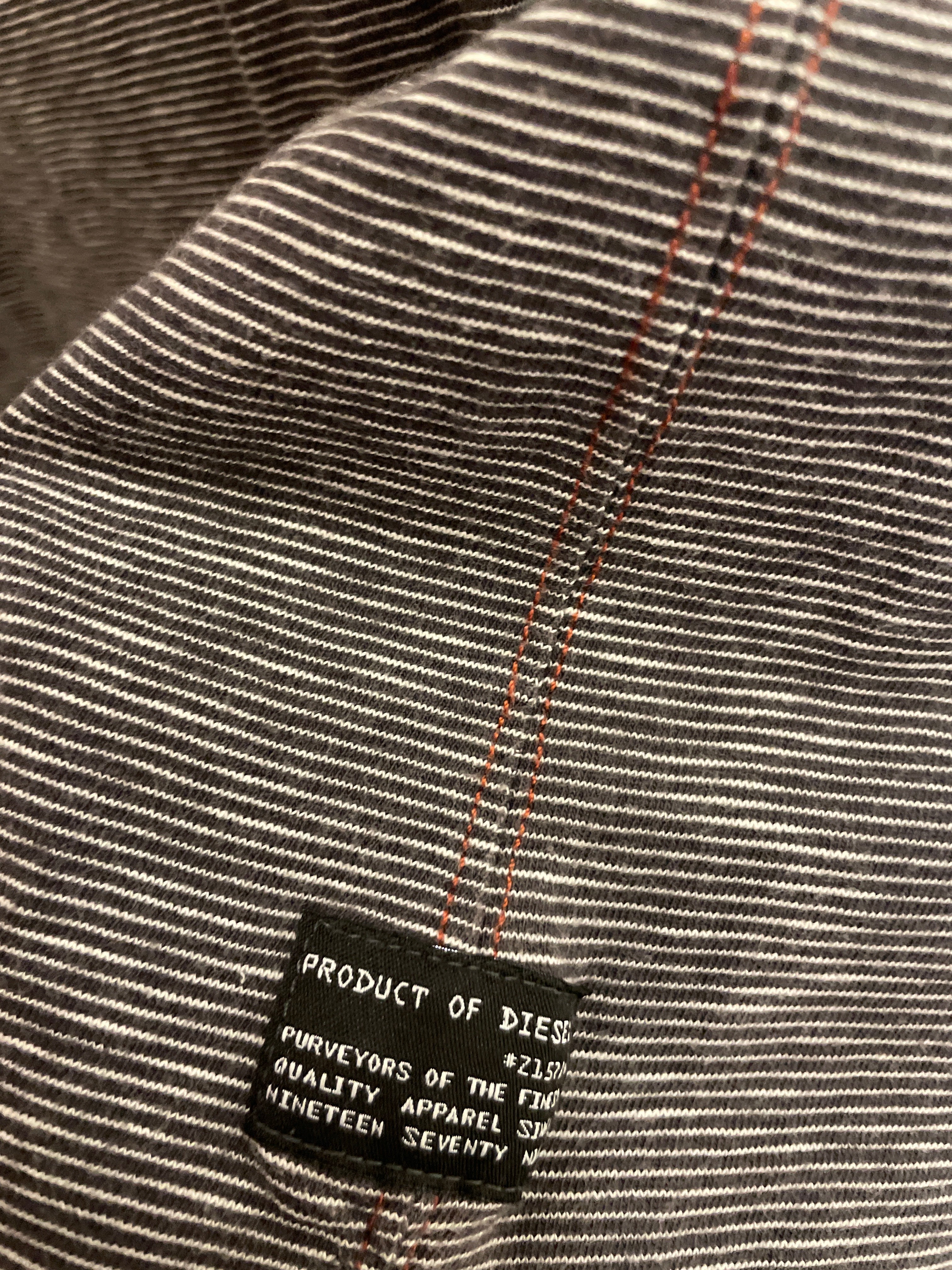 Vintage diesel 1/4 button up grey stripped tshirt size M