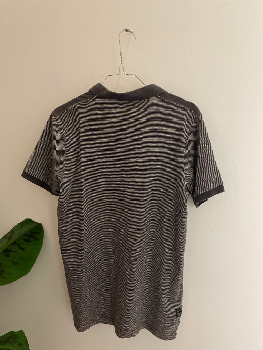Vintage diesel 1/4 button up grey stripped tshirt size M