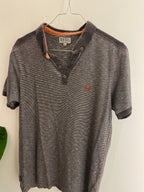 Vintage diesel 1/4 button up grey stripped tshirt size M