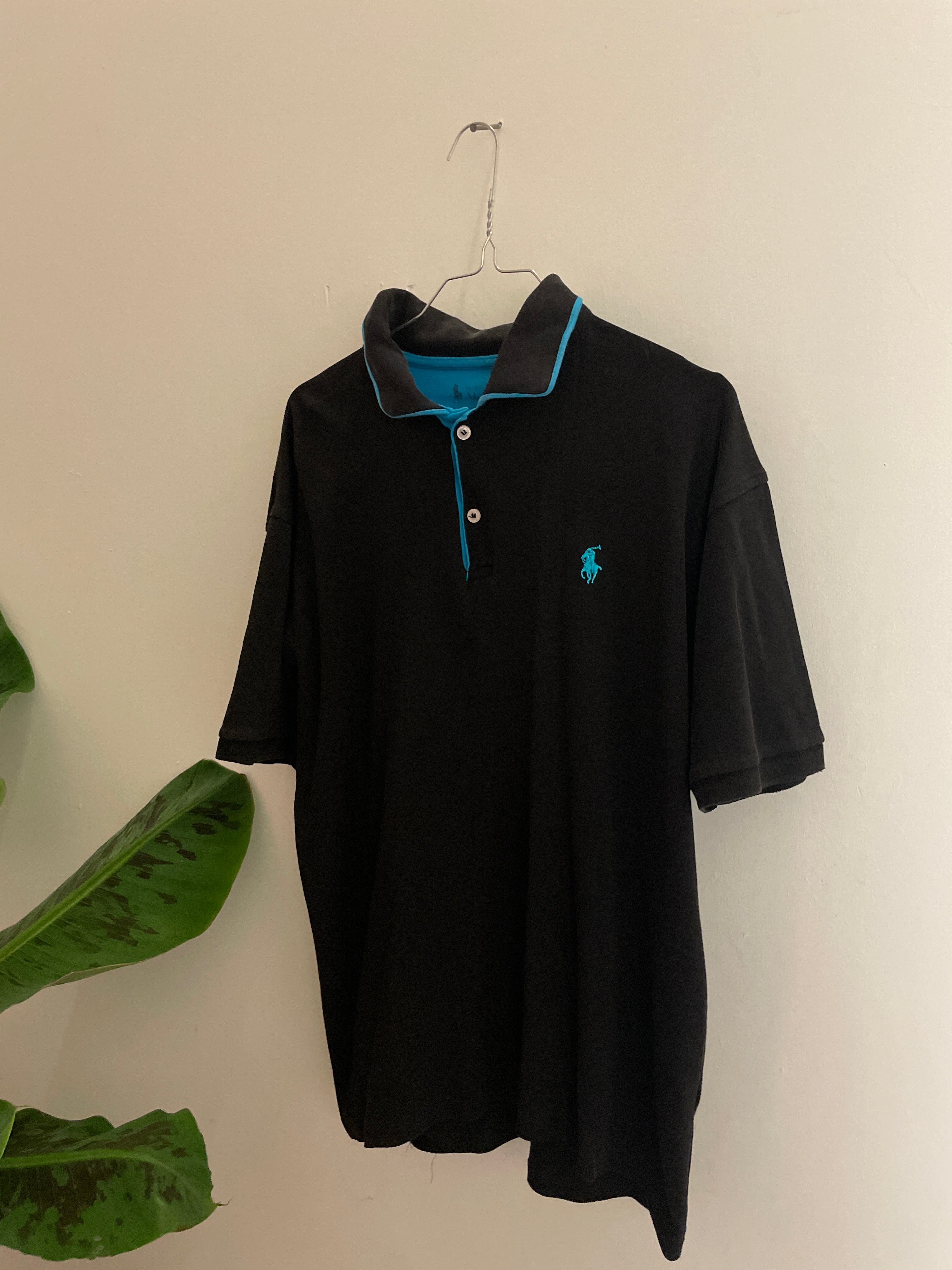 Vintage black polo ralph lauren regular fit polo shirt size XL