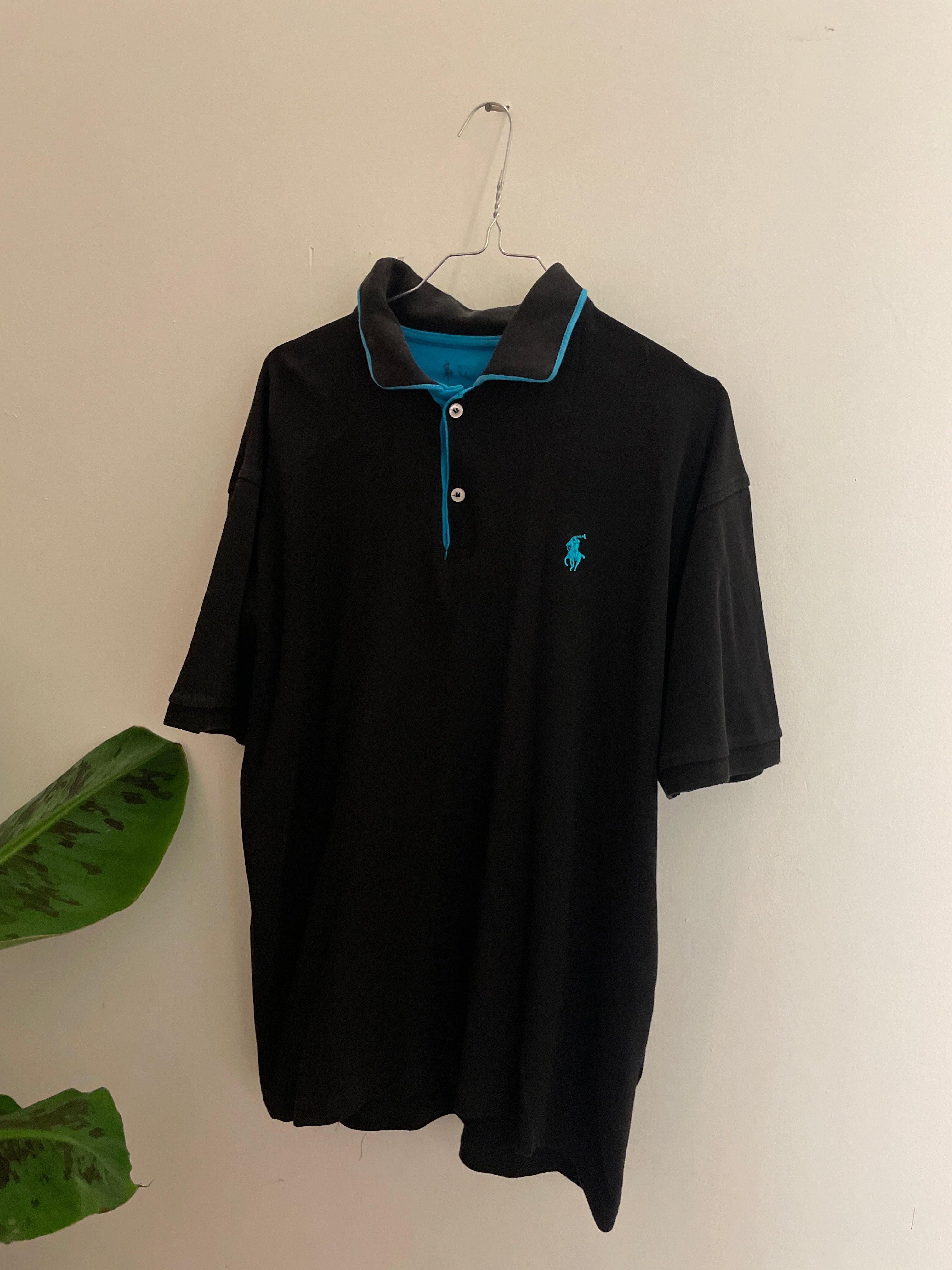 Vintage black polo ralph lauren regular fit polo shirt size XL