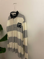 Vintage cream and grey stripped cargo quay polo shirt size XL
