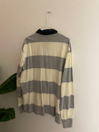 Vintage cream and grey stripped cargo quay polo shirt size XL