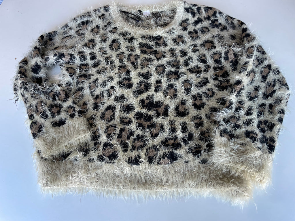 Vintage Women's animal print crew neck multi sweater in S|L 24 W20|SKU 4397