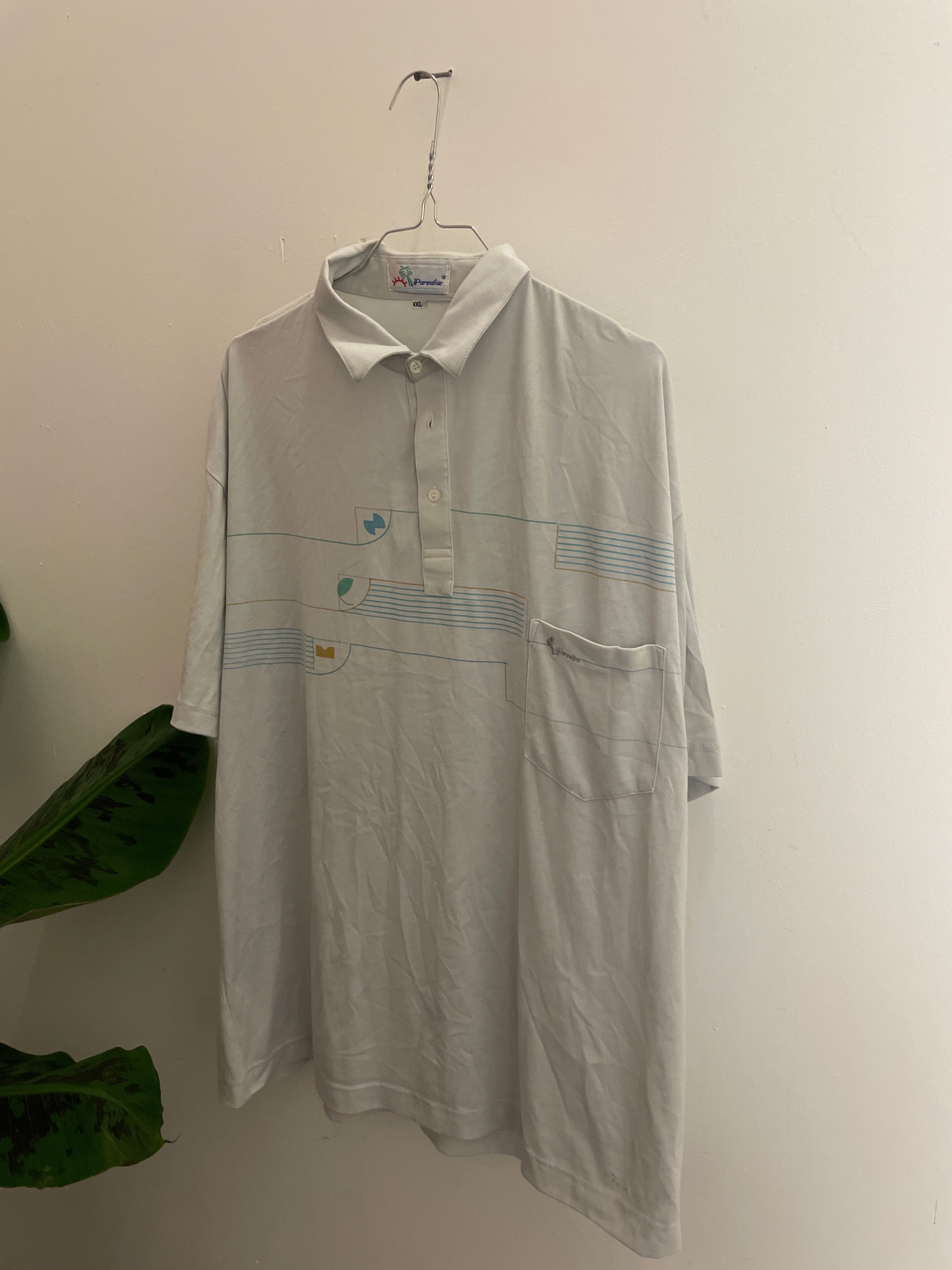 Vintage paradise white men polo shirt size XXL