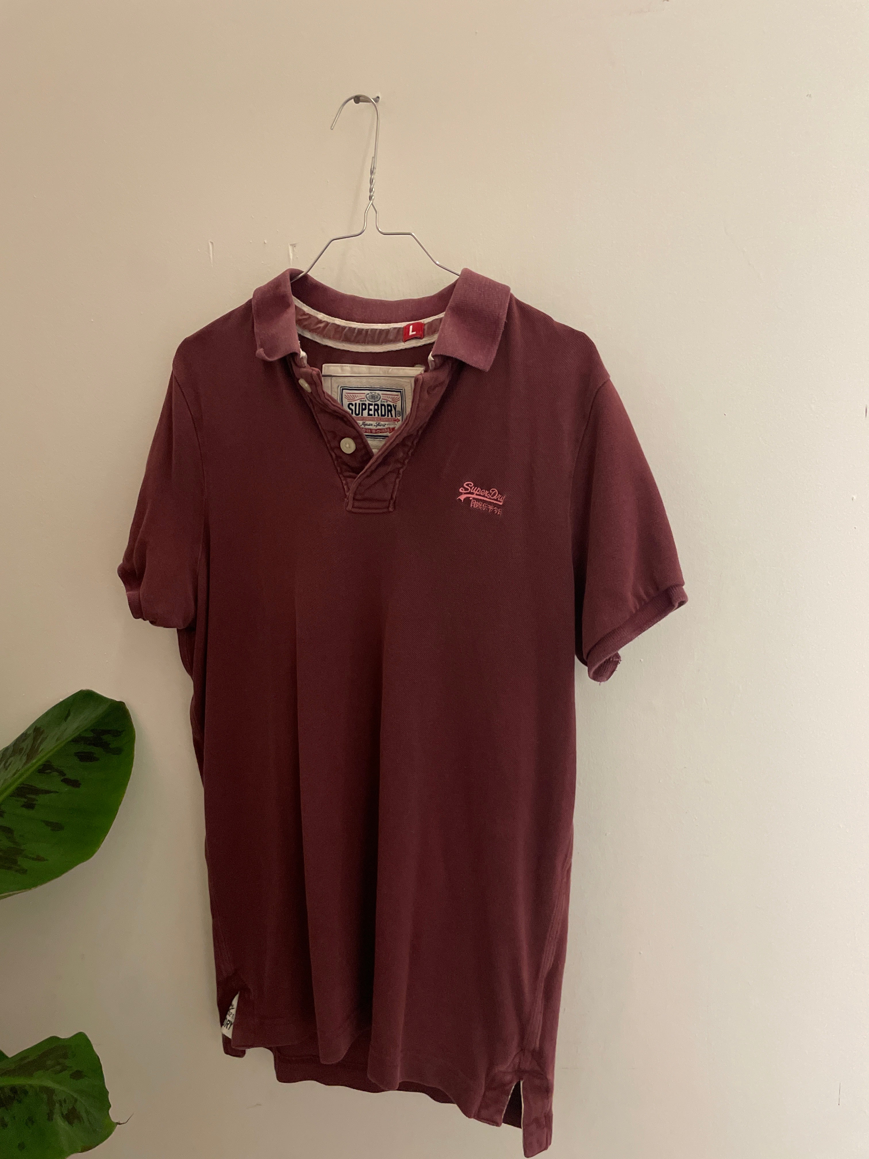 Vintage brown superdry large mens polo shirt