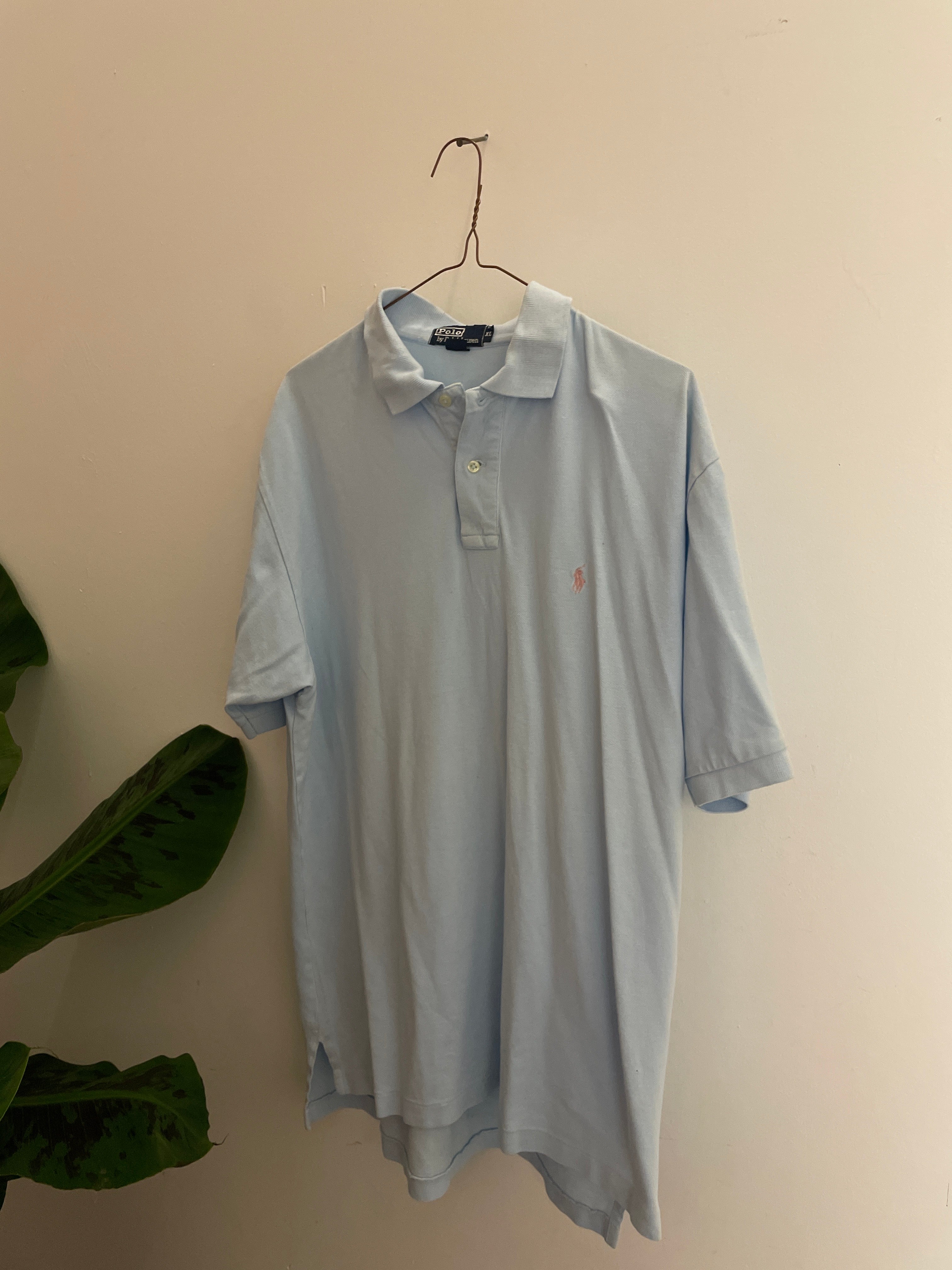 Vintage light blue polo ralph lauren mens polo shirt size XL