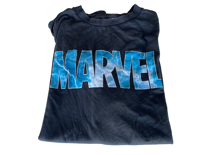 Vintage Men's black Marvel print short sleeve tees in M|L27 W22| SKU 4401