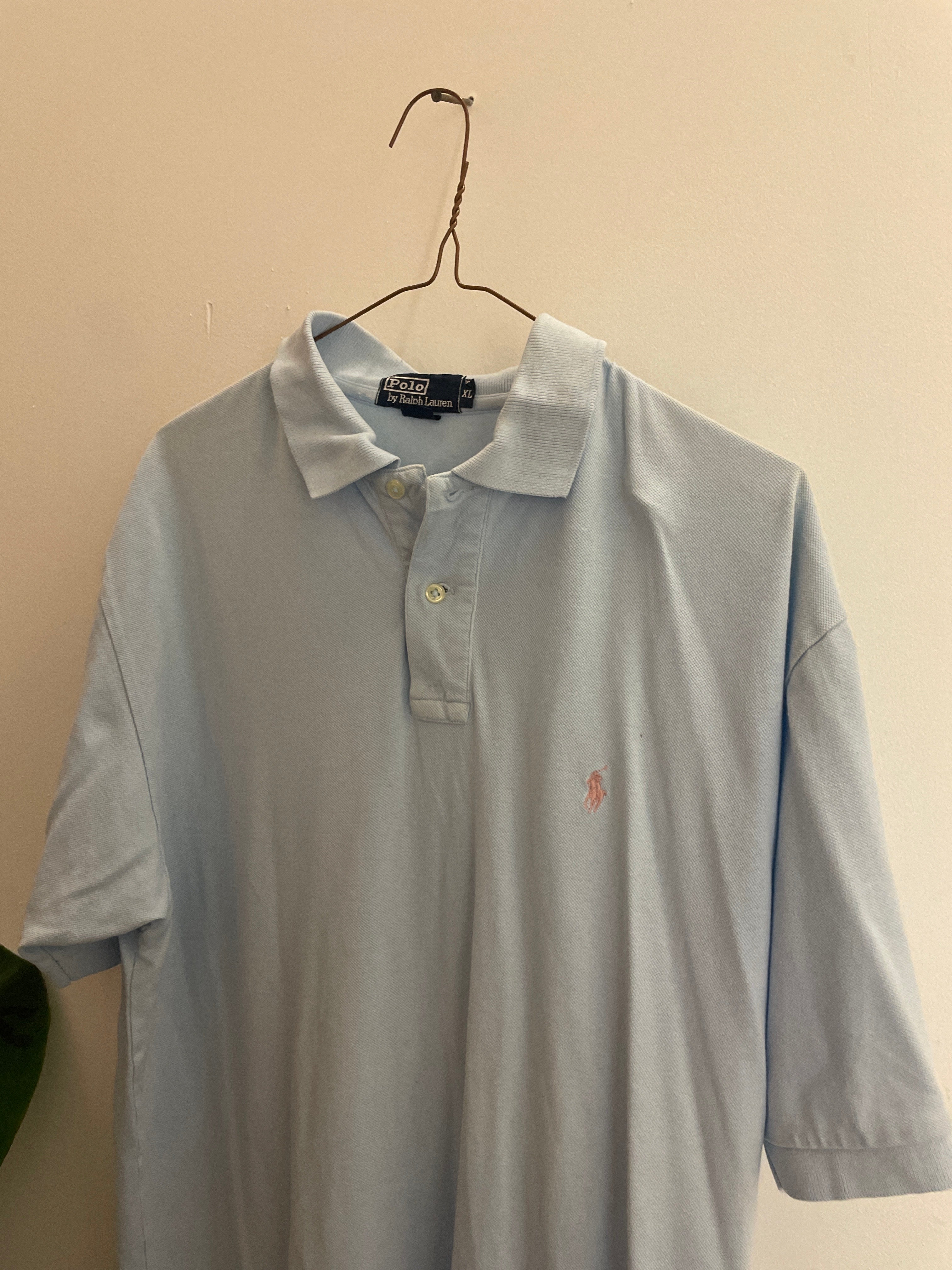 Vintage light blue polo ralph lauren mens polo shirt size XL