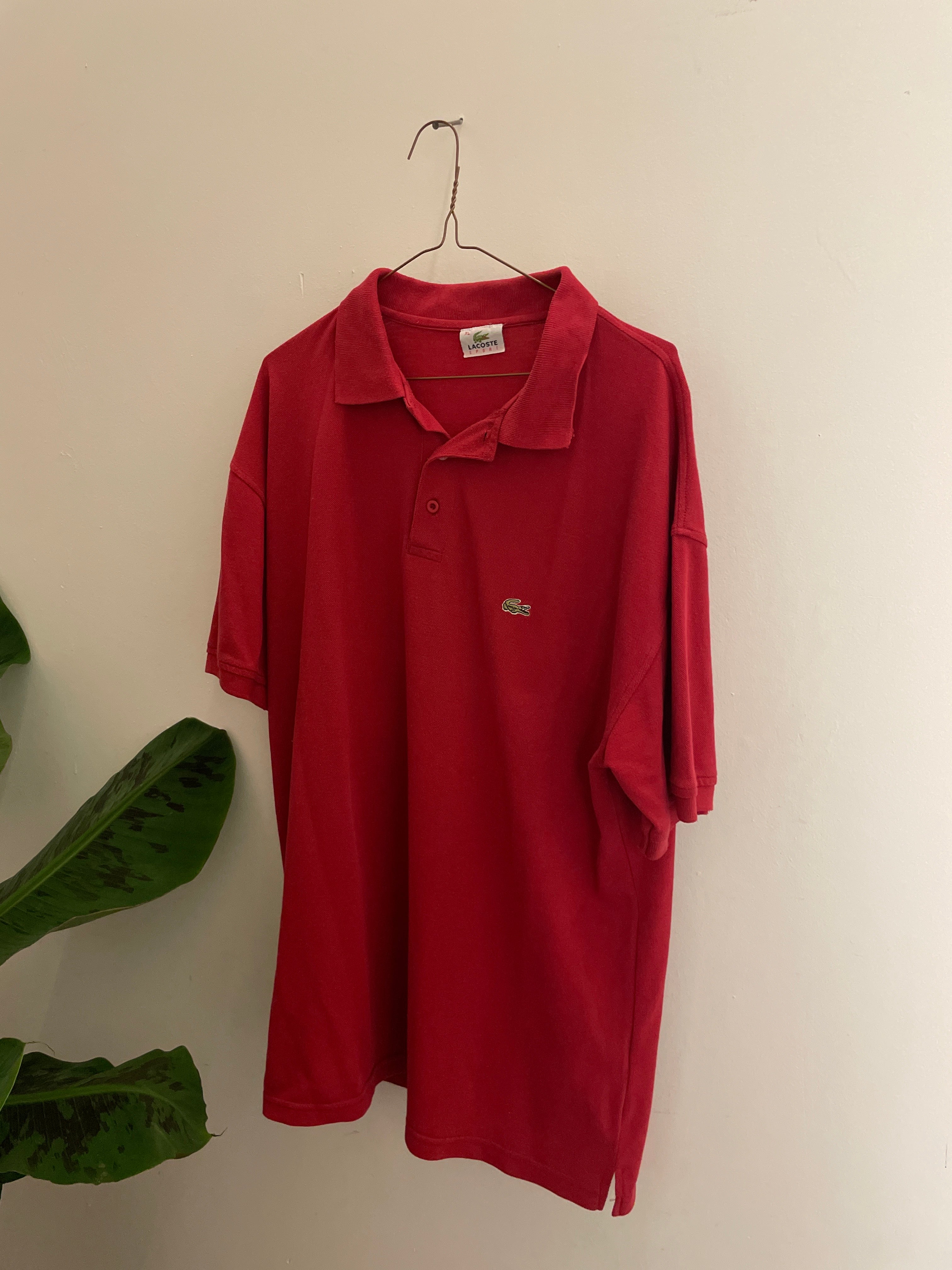 Vintage red regular fit lacoste sport mens polo shirt size XL