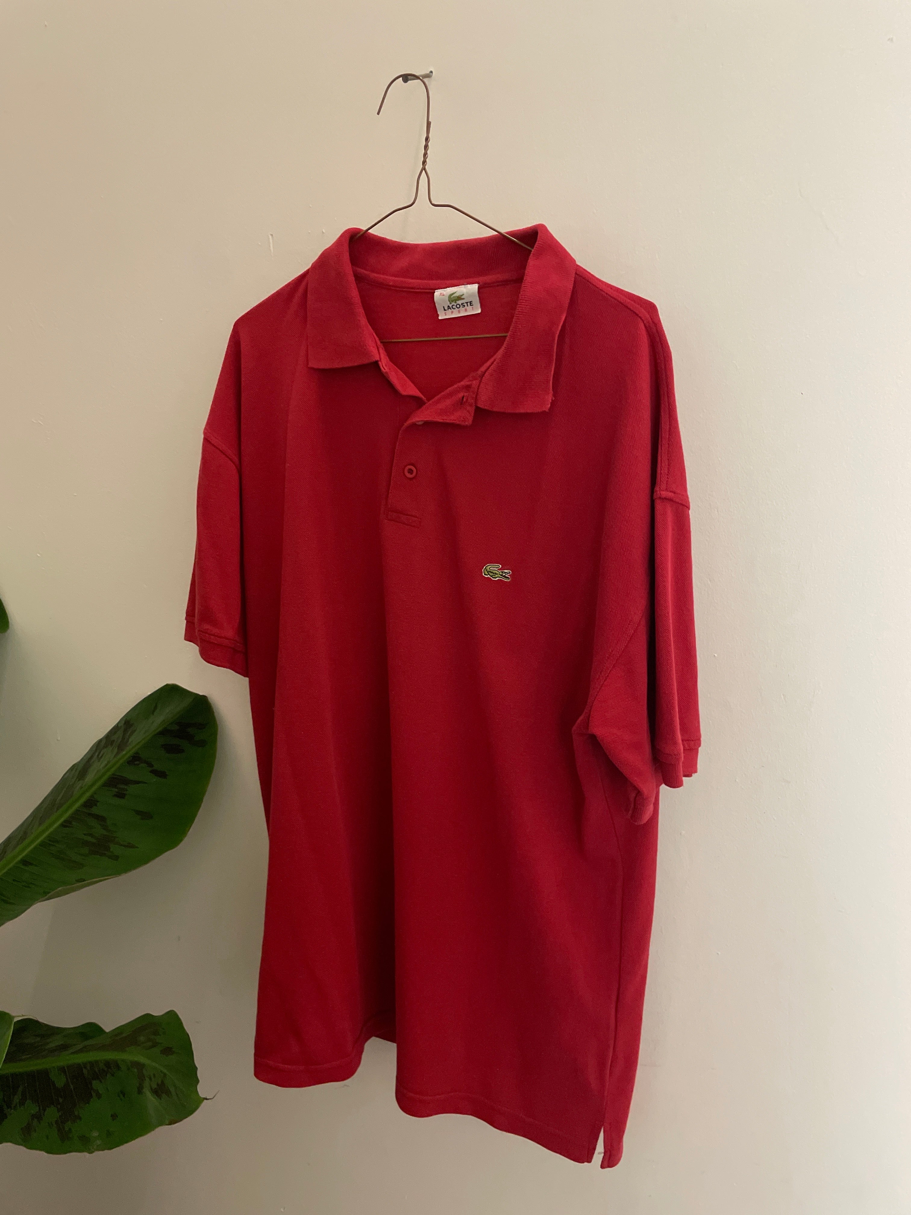 Vintage red regular fit lacoste sport mens polo shirt size XL