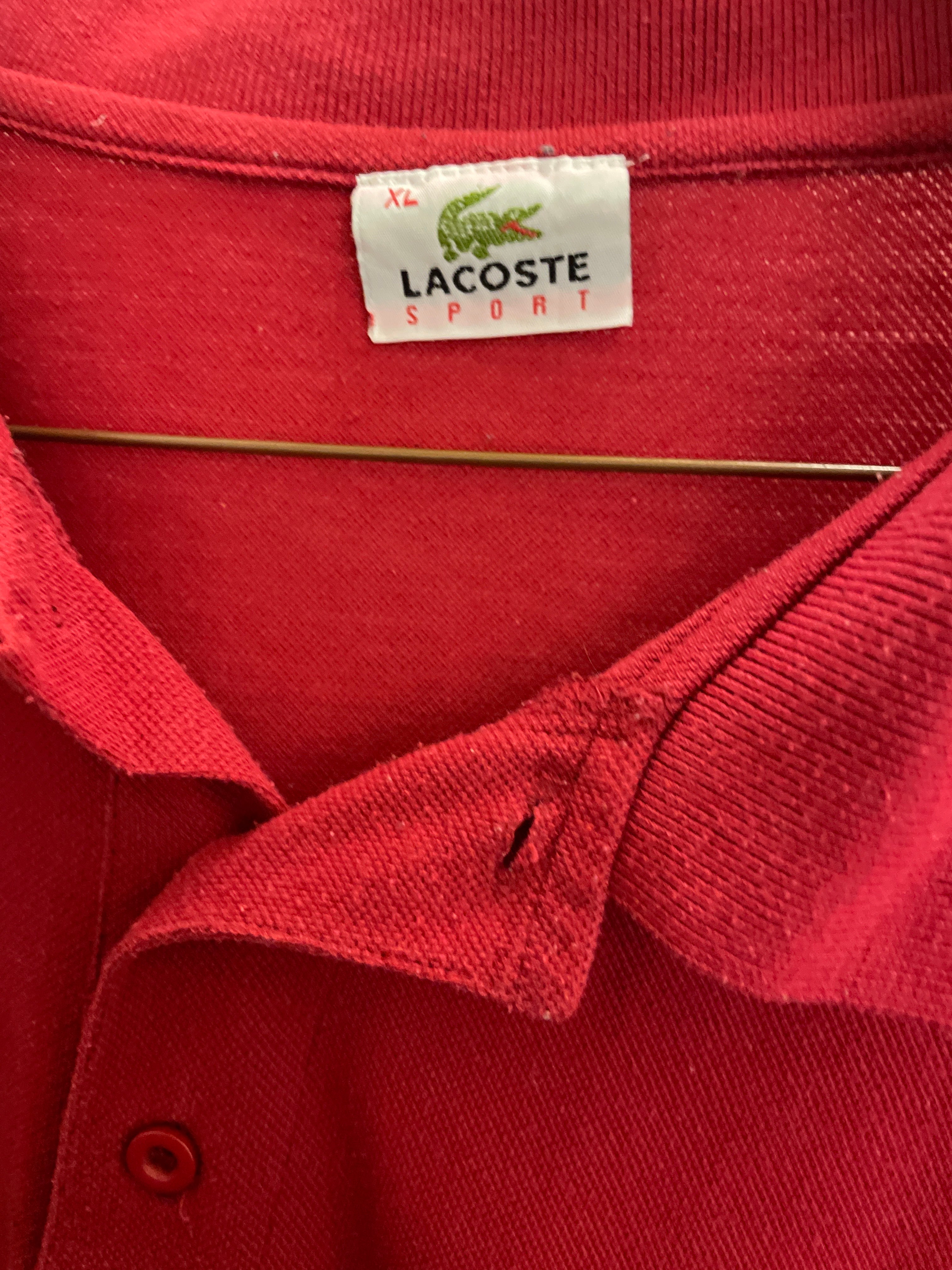 Vintage red regular fit lacoste sport mens polo shirt size XL