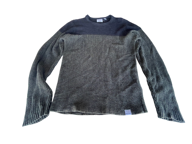 Vintage Green colorblock Only &amp; Son knitted sweatshirt in M|L27 W19|SKU 4403