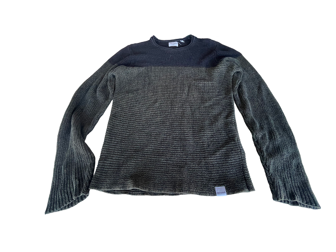 Vintage Green colorblock Only &amp; Son knitted sweatshirt in M|L27 W19|SKU 4403
