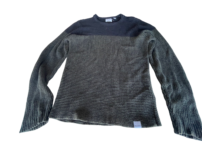 Vintage Green colorblock Only &amp; Son knitted sweatshirt in M|L27 W19|SKU 4403