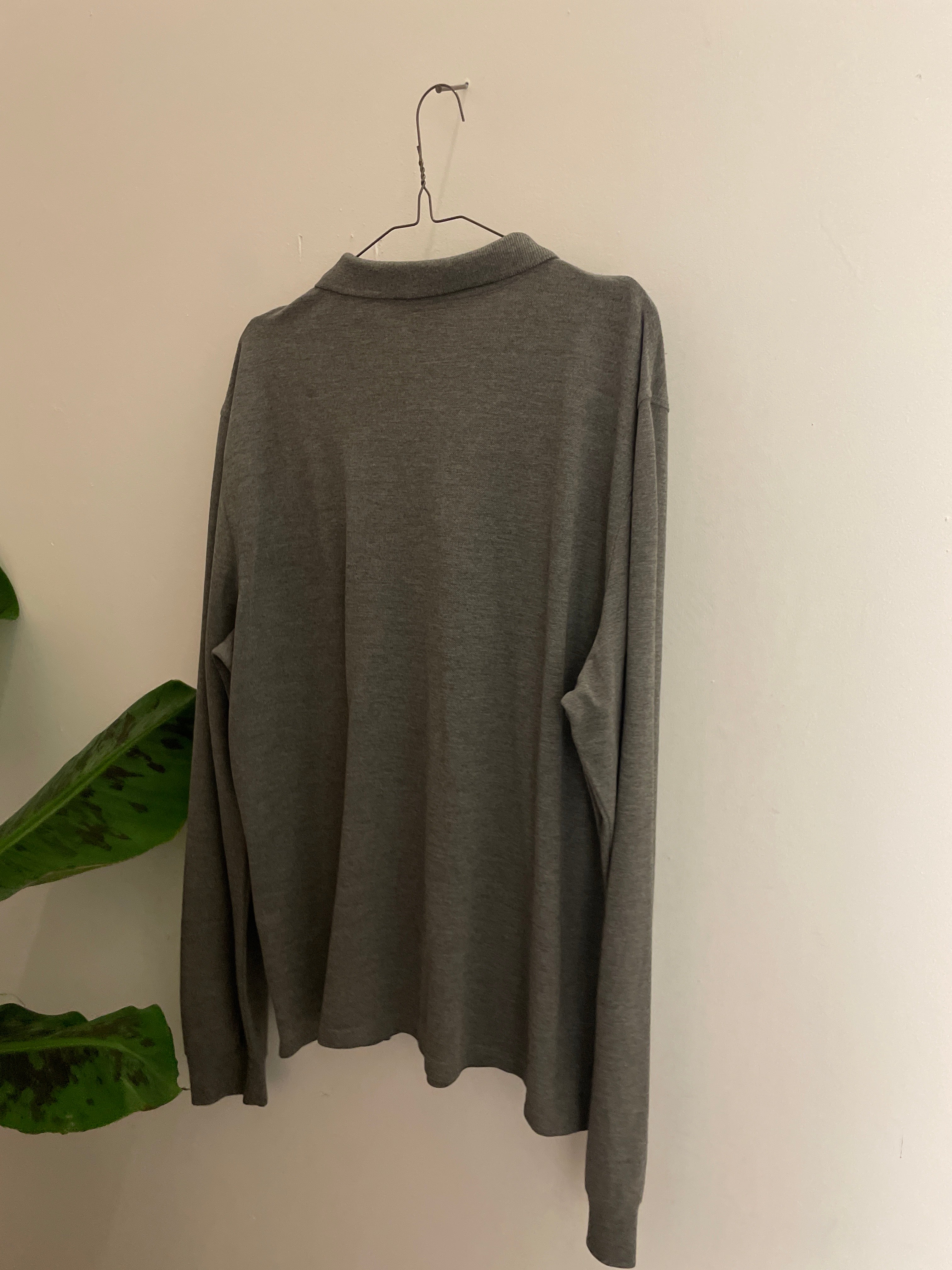 Vintage lyle and scotte mens long sleeve grey polo shirt size XL