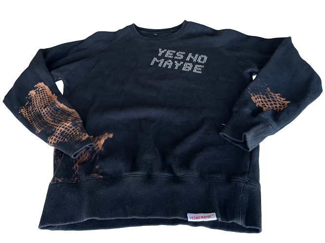 Vintage Yes No Maybe print Black sweatshirt in M|L27 w21| SKU 4404