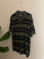 Vintage grey stripped kartel mens polo shirt size XL