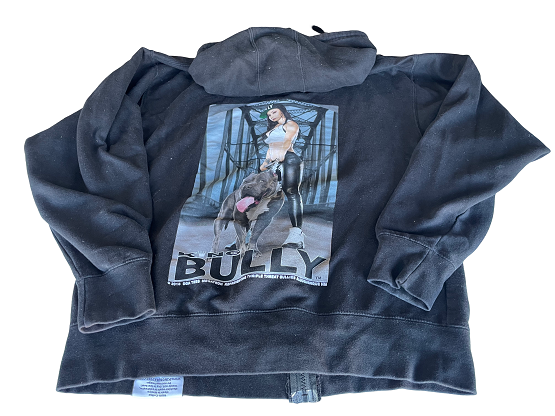 Vintage Black King Bully graphics full zip hoodie in M|L26 W21| SKU 4405