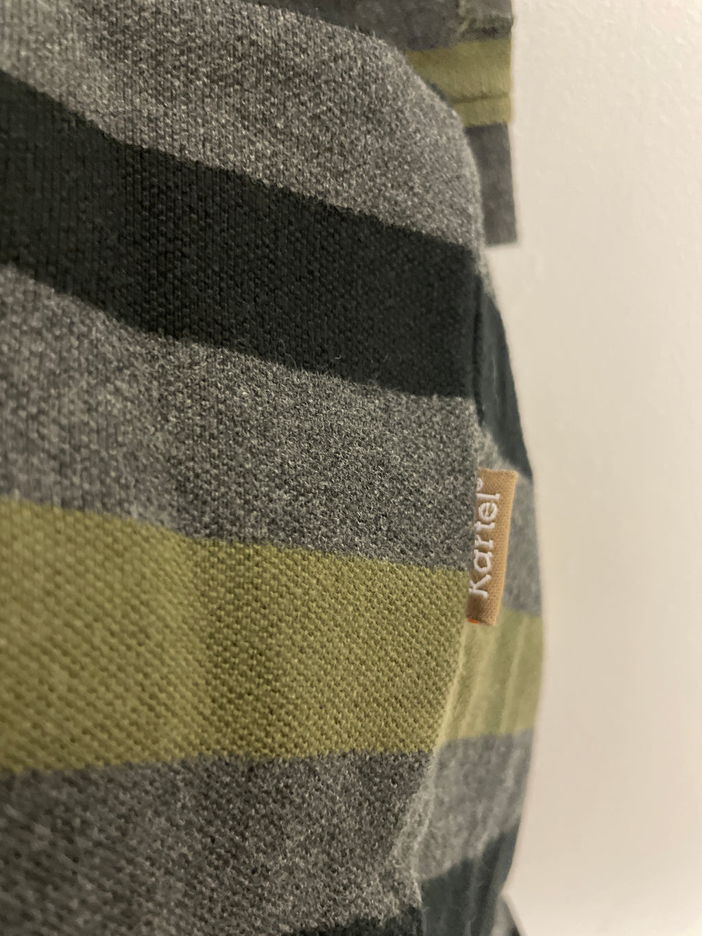 Vintage grey stripped kartel mens polo shirt size XL