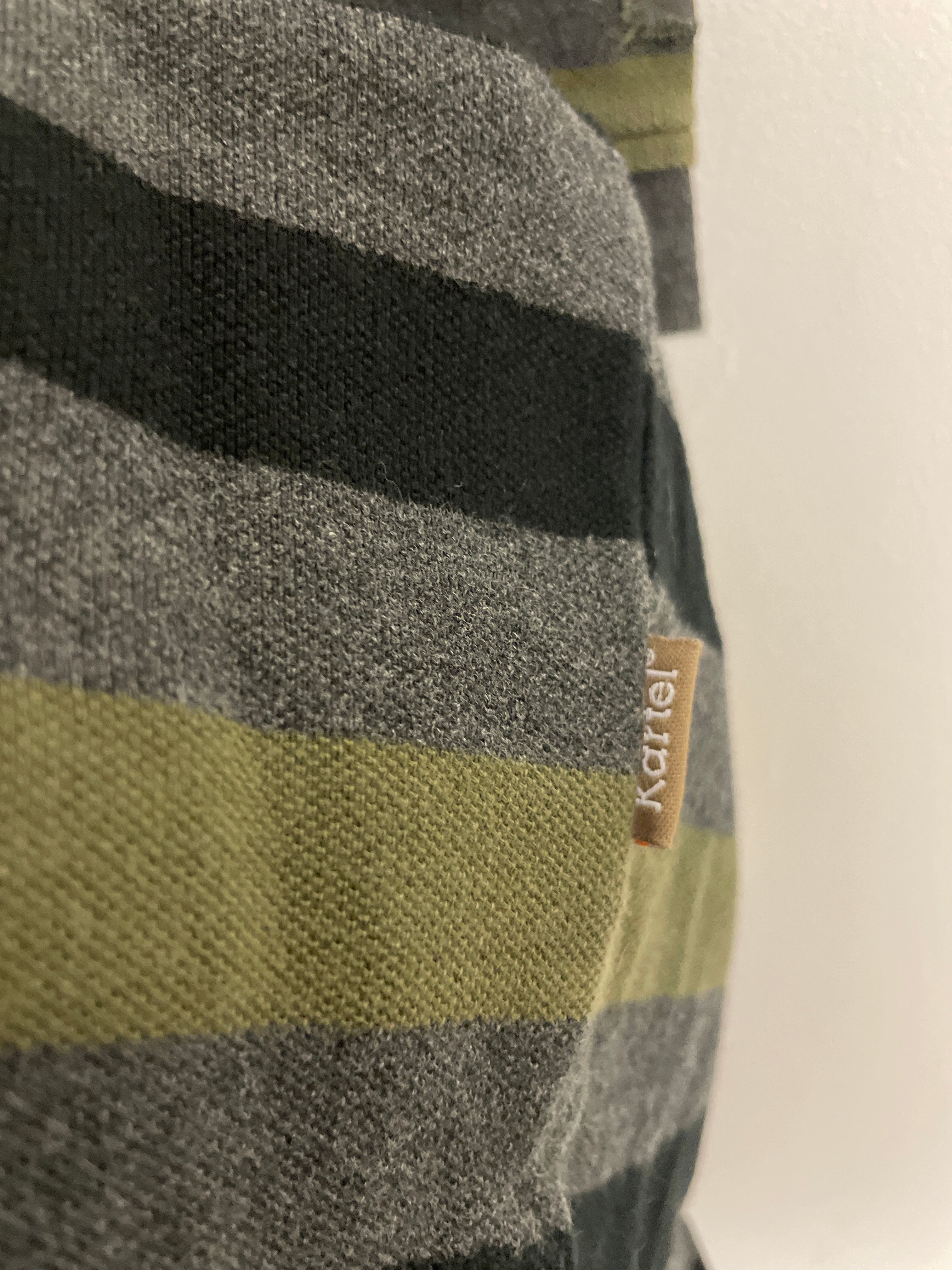 Vintage grey stripped kartel mens polo shirt size XL