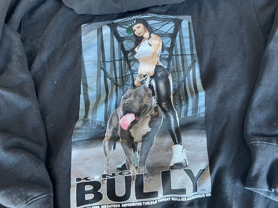 Vintage Black King Bully graphics full zip hoodie in M|L26 W21| SKU 4405