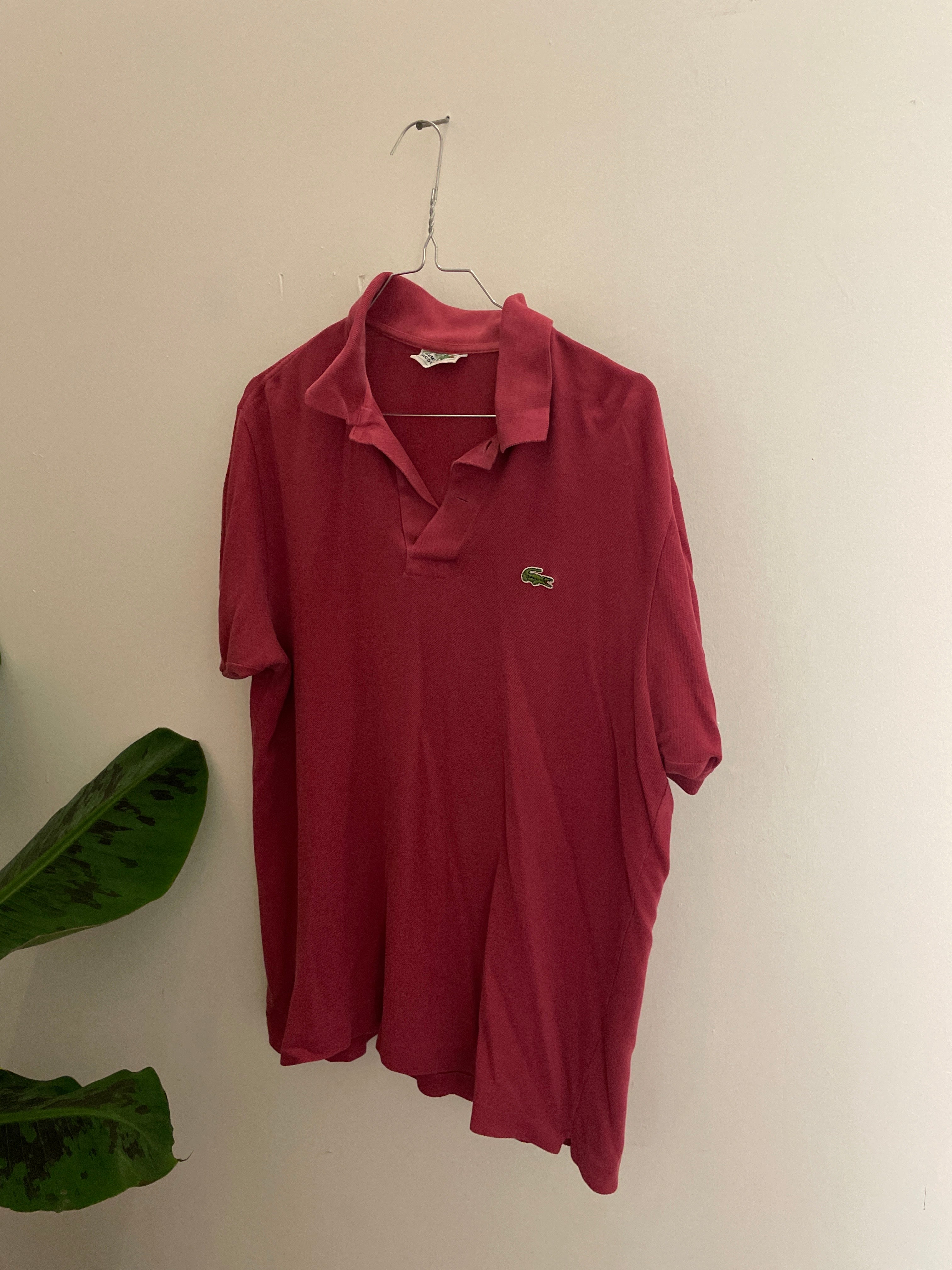 Vintage red lacoste chemise mens polo shirt size M