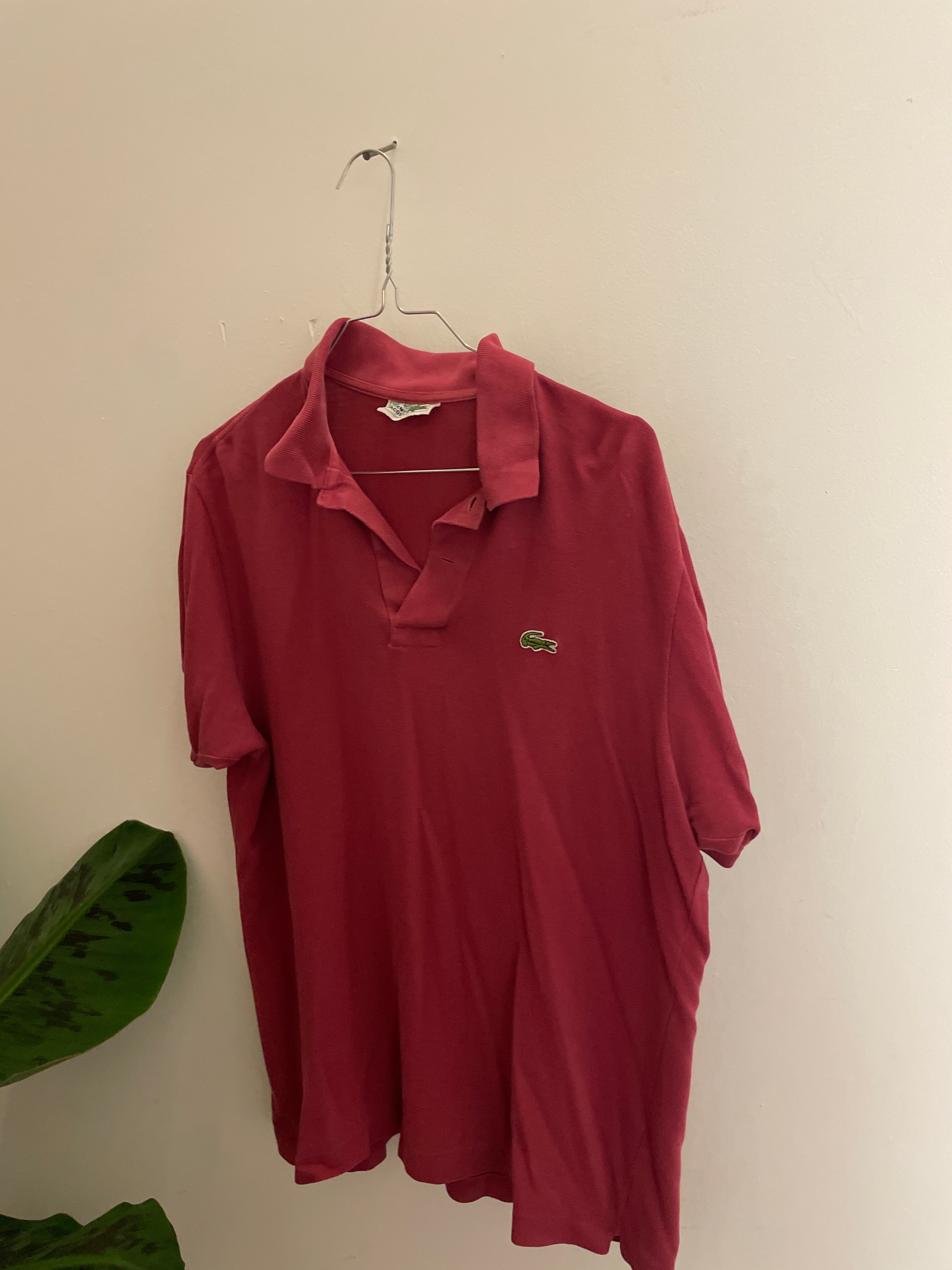 Vintage red lacoste chemise mens polo shirt size M